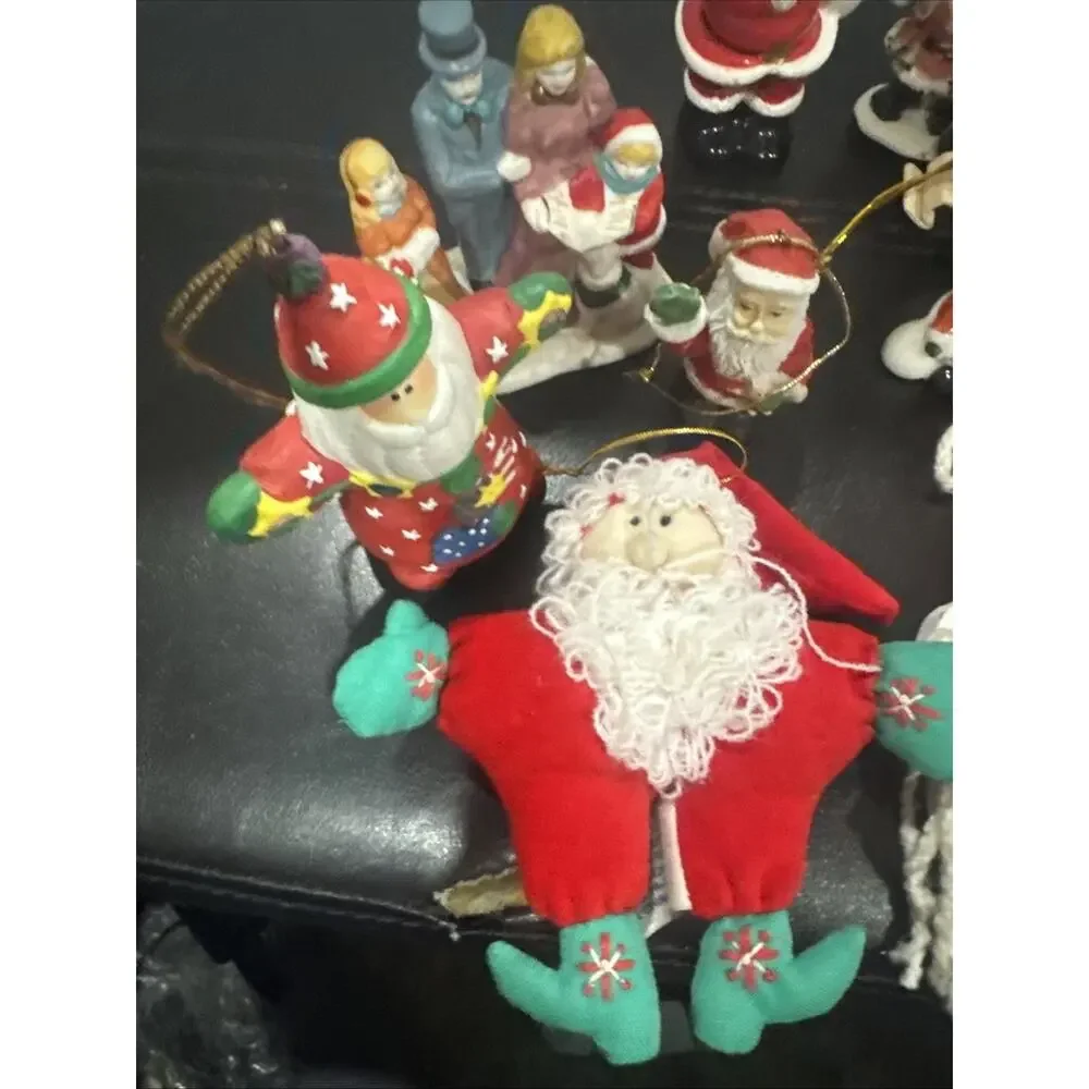 Vintage Christmas Ornament Lot Santa Glass Felt Ceramic Handmade 13 Pieces